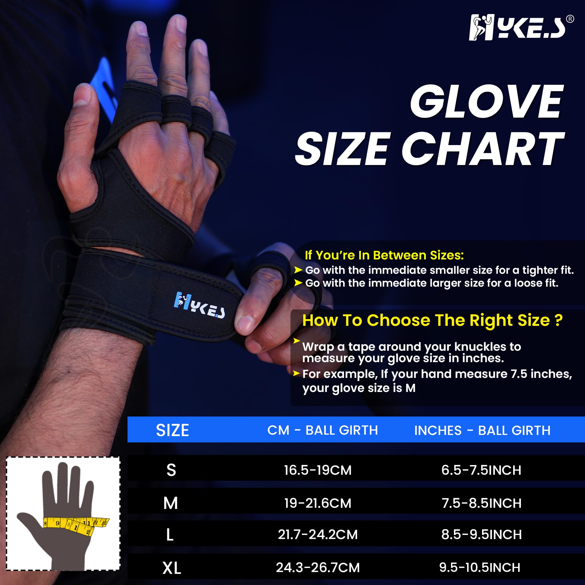 Hykes Gym Gloves - Weight Lifting Hand Grips with Wrist Wrap Support - Workout, Excercise, Fitness, Training, Powerlifting - Men and Women (Large, Neoprene, Black) - Image 4