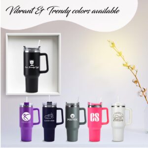 SAVRI Customized Tumbler with Name, 1200 ML Stainless Steel Travel Mug with Straw, Lid & Handle, Personalised Sipper Water Bottle for Women, Men & Girls, Anniversary Birthday Gift for Office & Gym Use