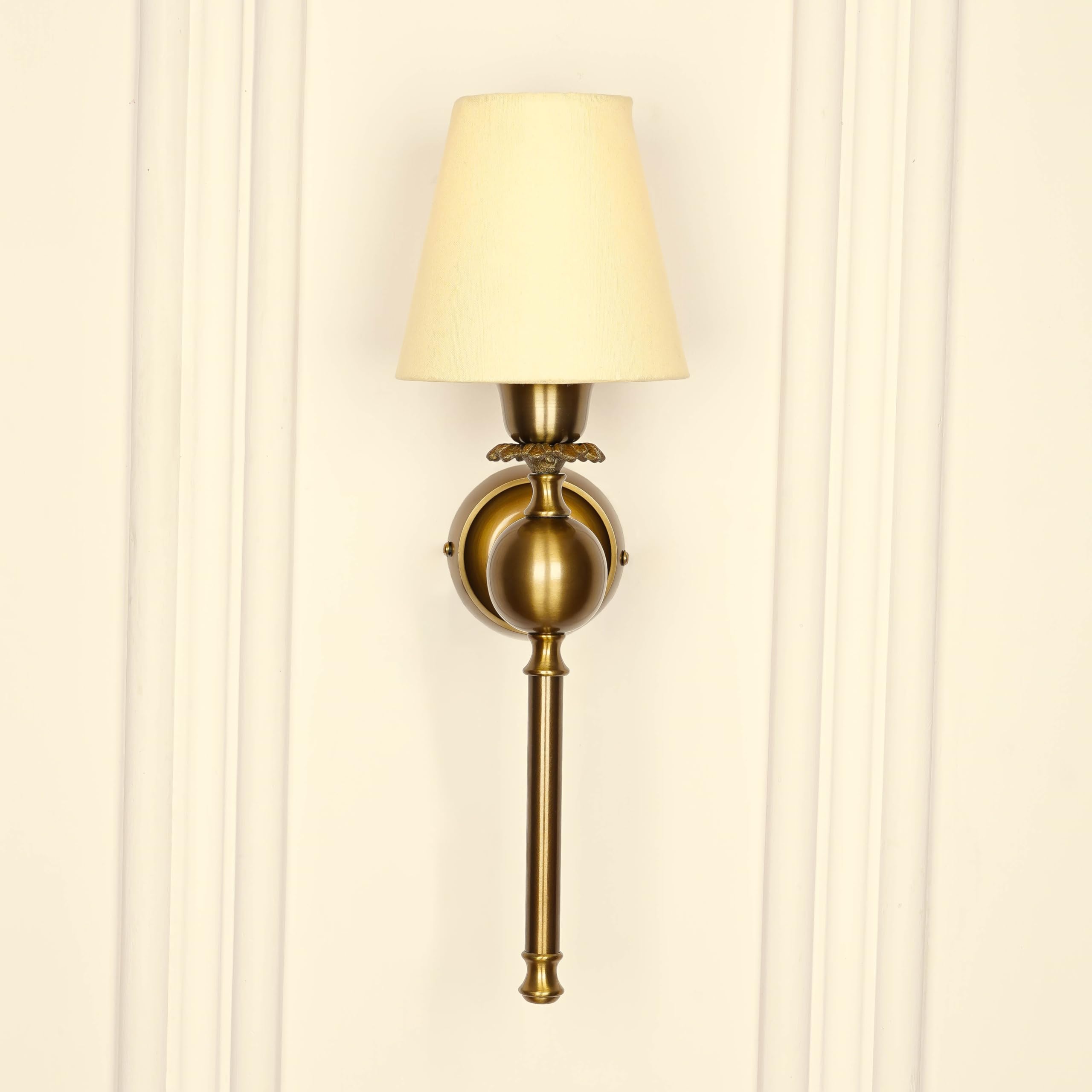 Divine Trends Brass Antique Finish Wall Lamp with Cream Cotton Fabric Shade for Bedroom, Living Room, Home Decoration Pack of 1 Wall Light - Image 5