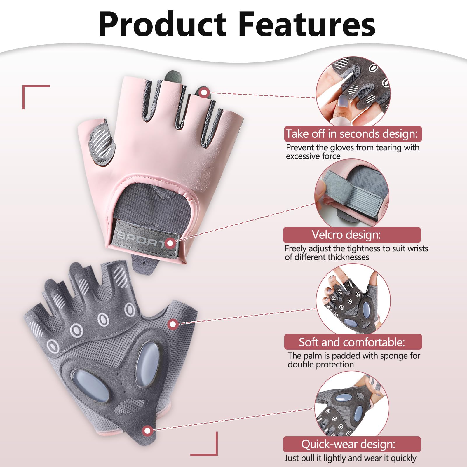 TecoKart® Gym Gloves Half Hand Gloves for Women Weight Lifting Gloves for Gym Workout Bike Gloves Gym Accessories for Women Liquid Silicone Anti-Slip and Wear-Resistant Hand Gloves for Women & Men - Image 3