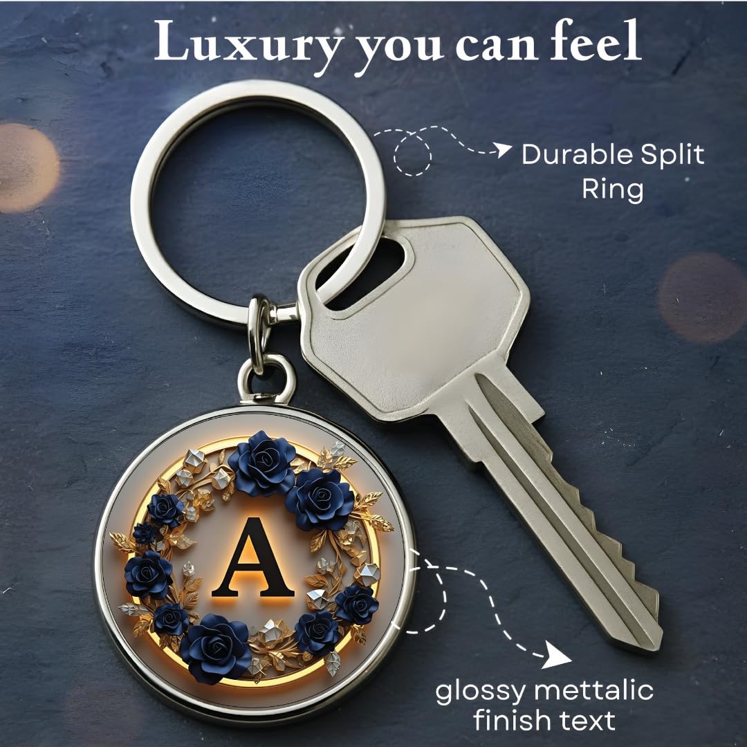 MG | Premium Alphabet & Initial Metal Keychain for Bags & Keys | Double-Sided | Personalized Initial Charm Keyring | Heavy-Duty Metal | Perfect for Gifting & Daily Use - Image 3