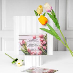 Rarejoy Gift Hamper for Women Tulip Theme Mug Handmade Dreamcatcher Thoughtful Floral Greeting Card Journal Combo Pack of 4 Corporate Valentine Womens Birthday Anniversary Gift