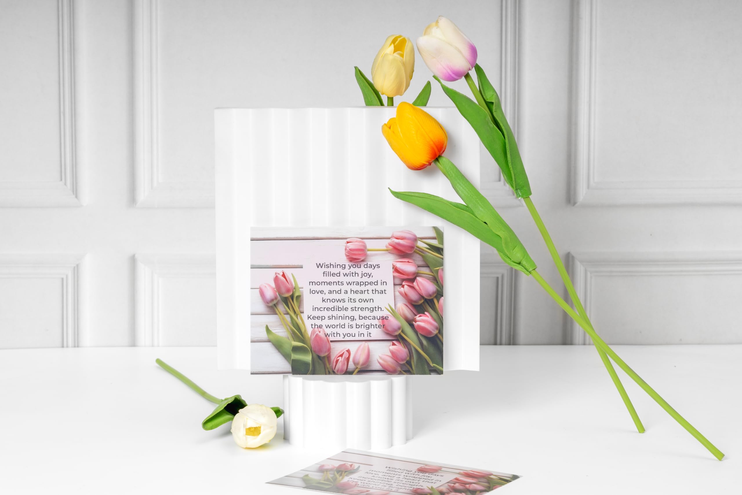 Rarejoy Gift Hamper for Women Tulip Theme Mug Handmade Dreamcatcher Thoughtful Floral Greeting Card Journal Combo Pack of 4 Corporate Valentine Womens Birthday Anniversary Gift
