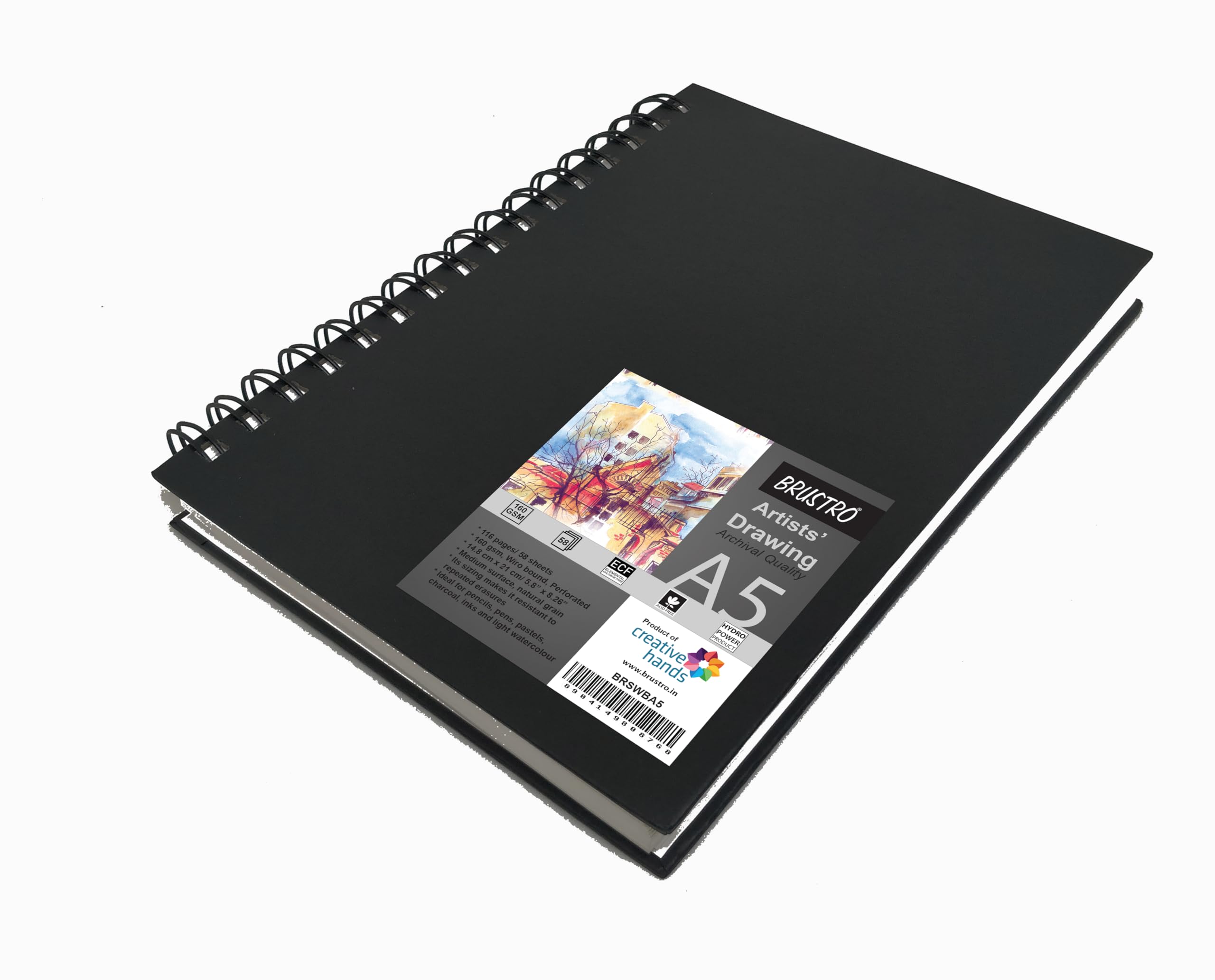 Brustro Artists' Sketch Book Wiro Bound, Size A5 (5.8x8.3 inches), 160 GSM, 116 Pages (Acid Free) | Ideal for Sketching,Shading,Drawing with Pencil,Charcoal,Graphite - Image 3