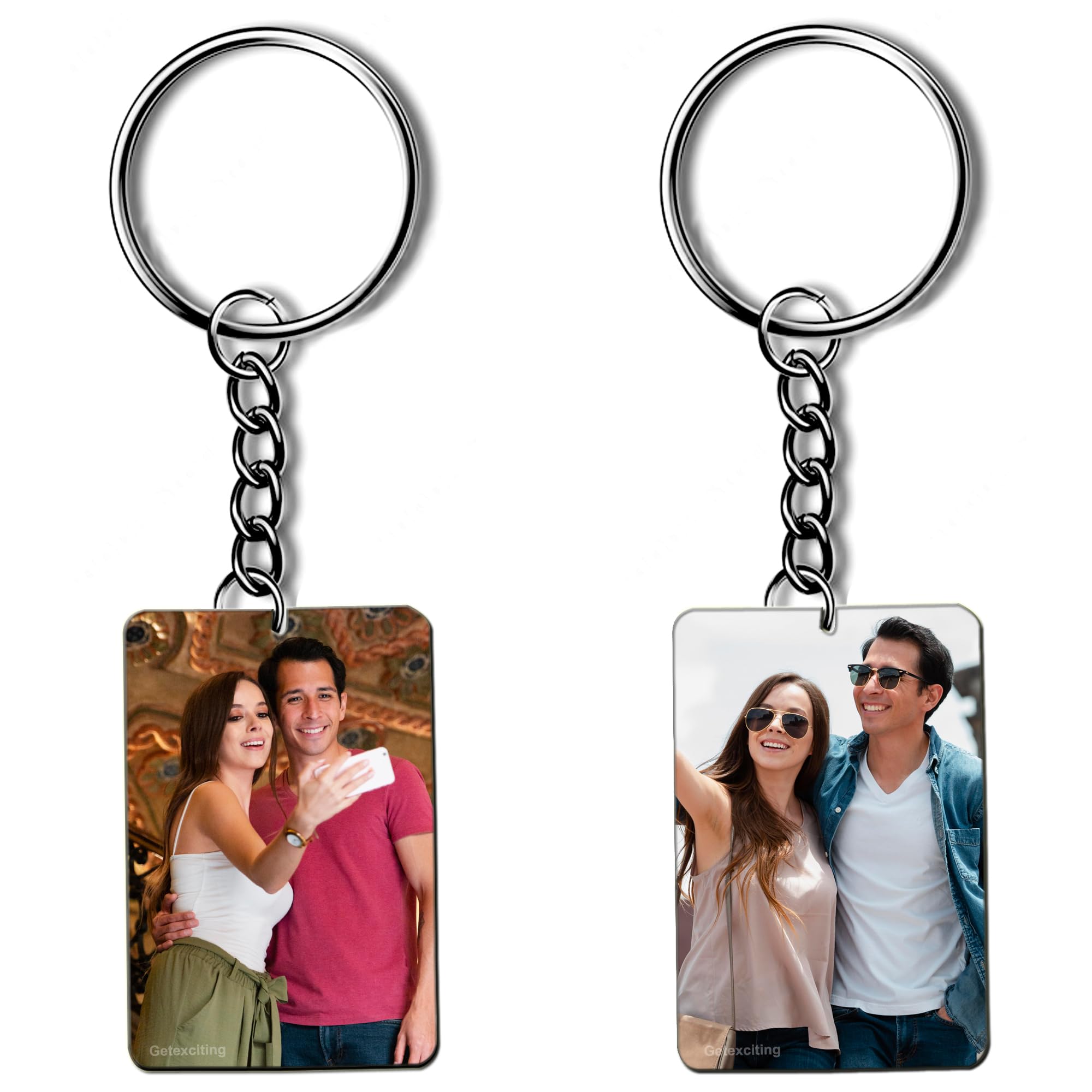 Getexciting Photo Keychain For Men, Girls, Friends, Car, Bike Customised/Personalized Keyring With Picture Gifts For Birthday, Anniversary 6.3cm x3.7cm Wooden MDF Set of 2 Key chins - Image 2