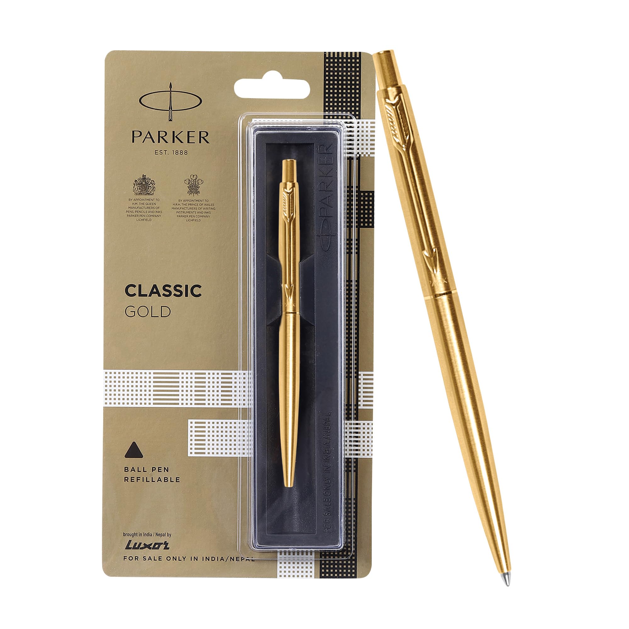 Parker Classic Gold Trim Ball Pen | Blue Ink | Ballpoint Pen for Smooth Writing | Iconic Parker Craftsmanship | Premium Gifting Choice - Image 2