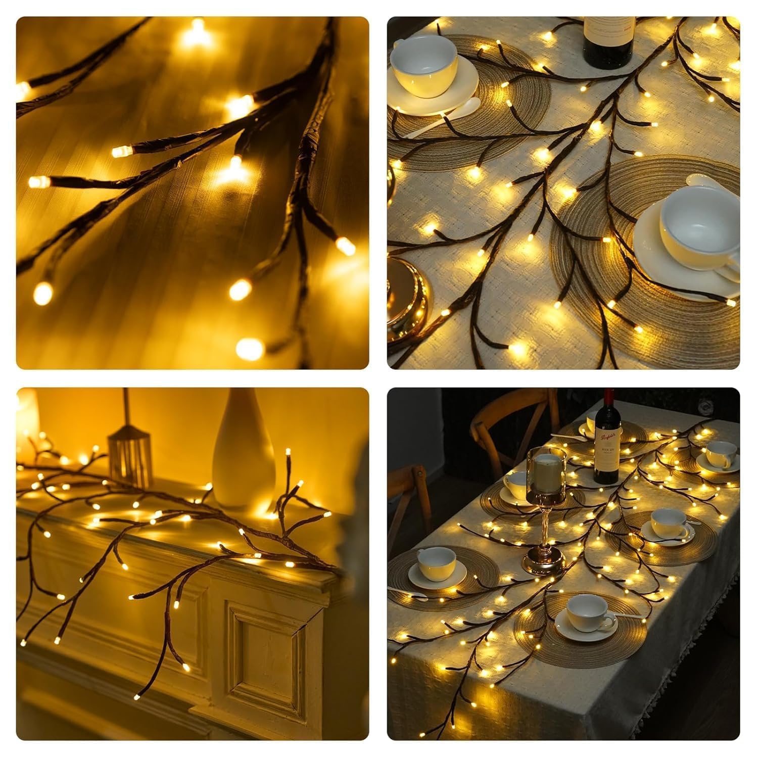 Enchanted Willow Vine Lights for Home Decor,5.5Ft LED Vine String Lights with Remote Control & USB Powered,Artificial Willow Vine Wall Hanging Lights with 10 Clips for Bedroom,Living Room & Decoration - Image 8