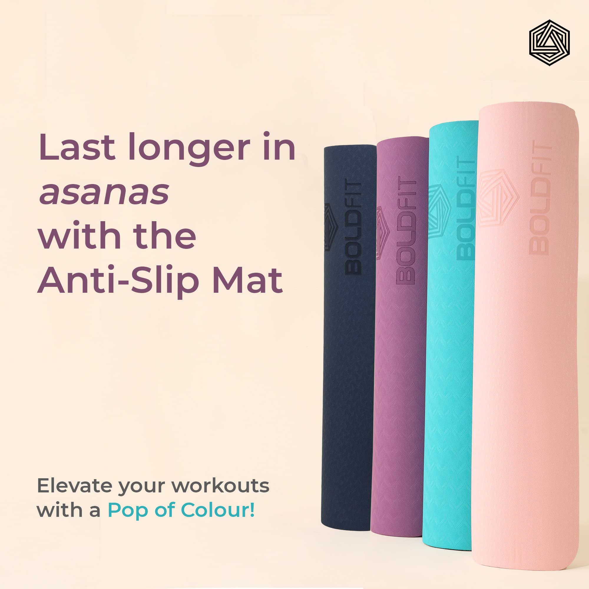 Boldfit Yoga Mat for Women and Men TPE Material Extra Thick Exercis for Men for Workout, Yoga, Fitness, Exercise Mat Anti Slip Mat,6mm Gym Mat - Image 3