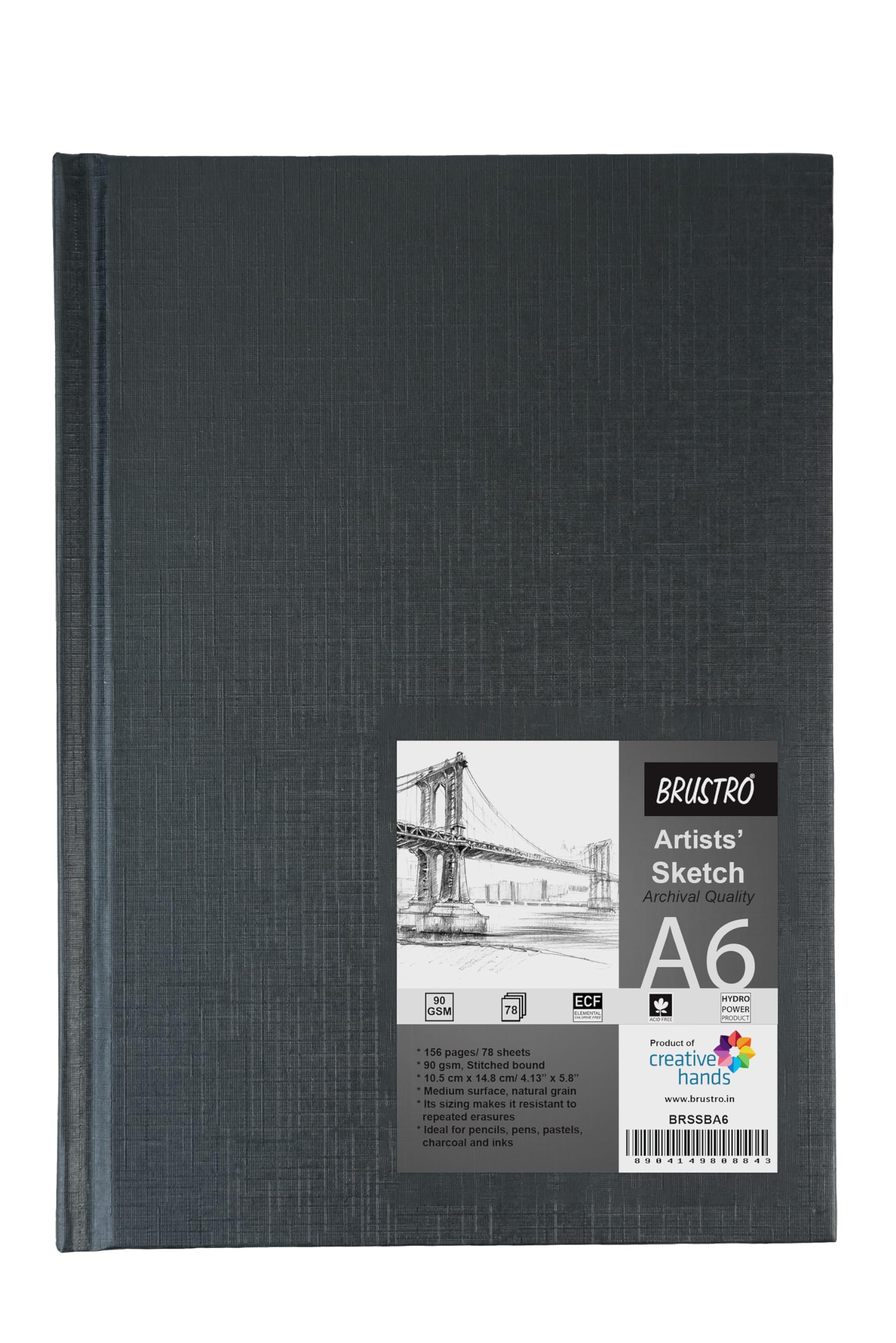 Brustro Artists Sketch Book A6 Size Stitched Bound 156 Pages 90 GSM (Acid Free), Medium Surface, Natural Grain | Ideal for Sketching,Shading,Drawing with Pencil,Charcoal,Graphite - Image 2