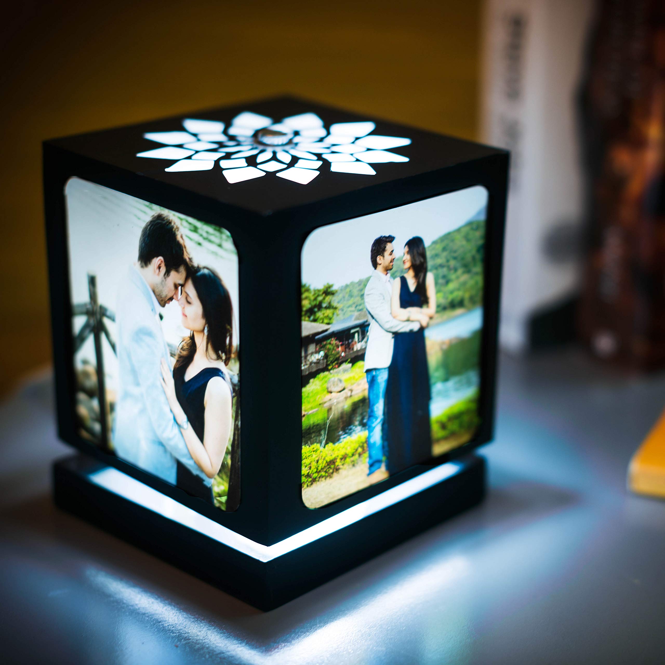 ZOCI VOCI Personalized Rotating Photo Lamp with 4 Photos for Couples – Nostalgia, Romantic Anniversary Special Gifts for Wife, Husband & Girlfriend | Customized LED Memory Lamp for Birthday & Wedding - Image 2