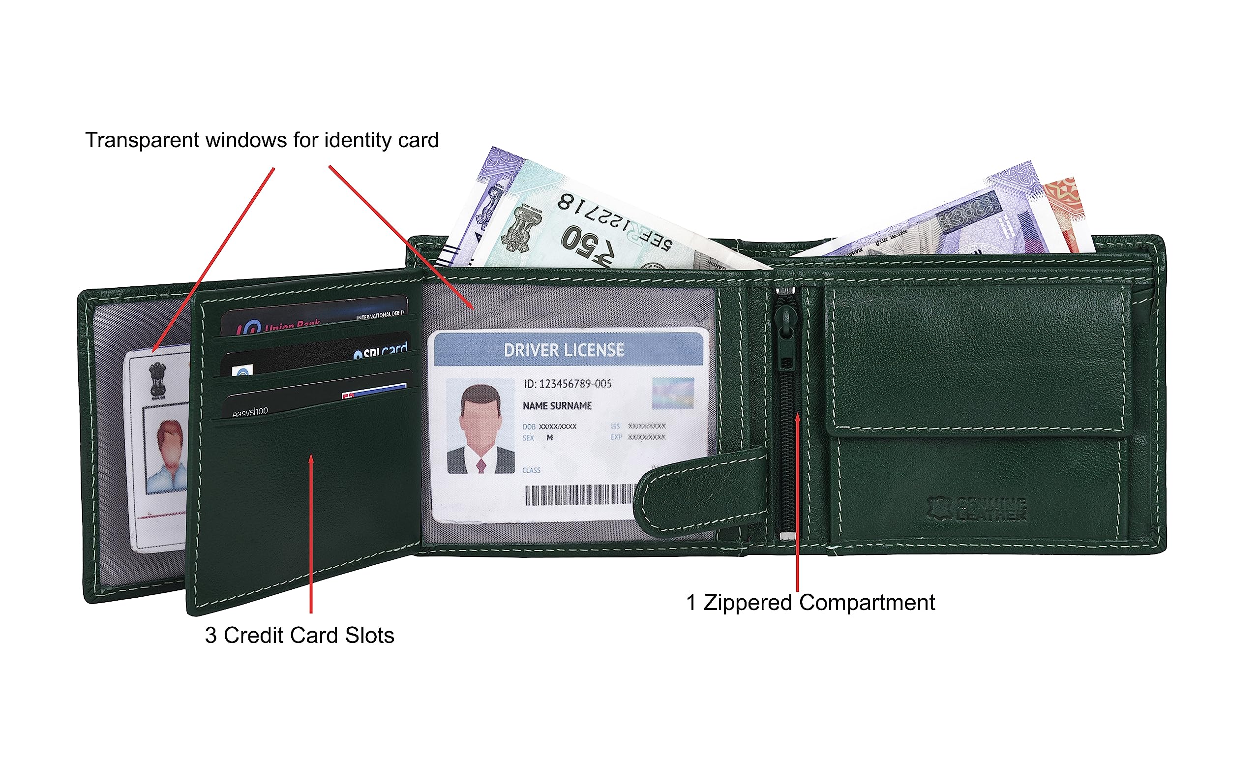 URBAN FOREST Oliver Aniline Green Leather Wallet for Men - Image 5