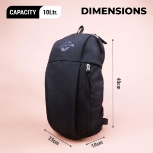 Nivia Pulse Junior 2.0 Backpack For Men & Women, Water-Resistant Sports Backpack, Lightweight, Durable 600D Polyester, Double-Zip Main Compartment & Secure Front Pocket, Capacity-10 Litres (Black)