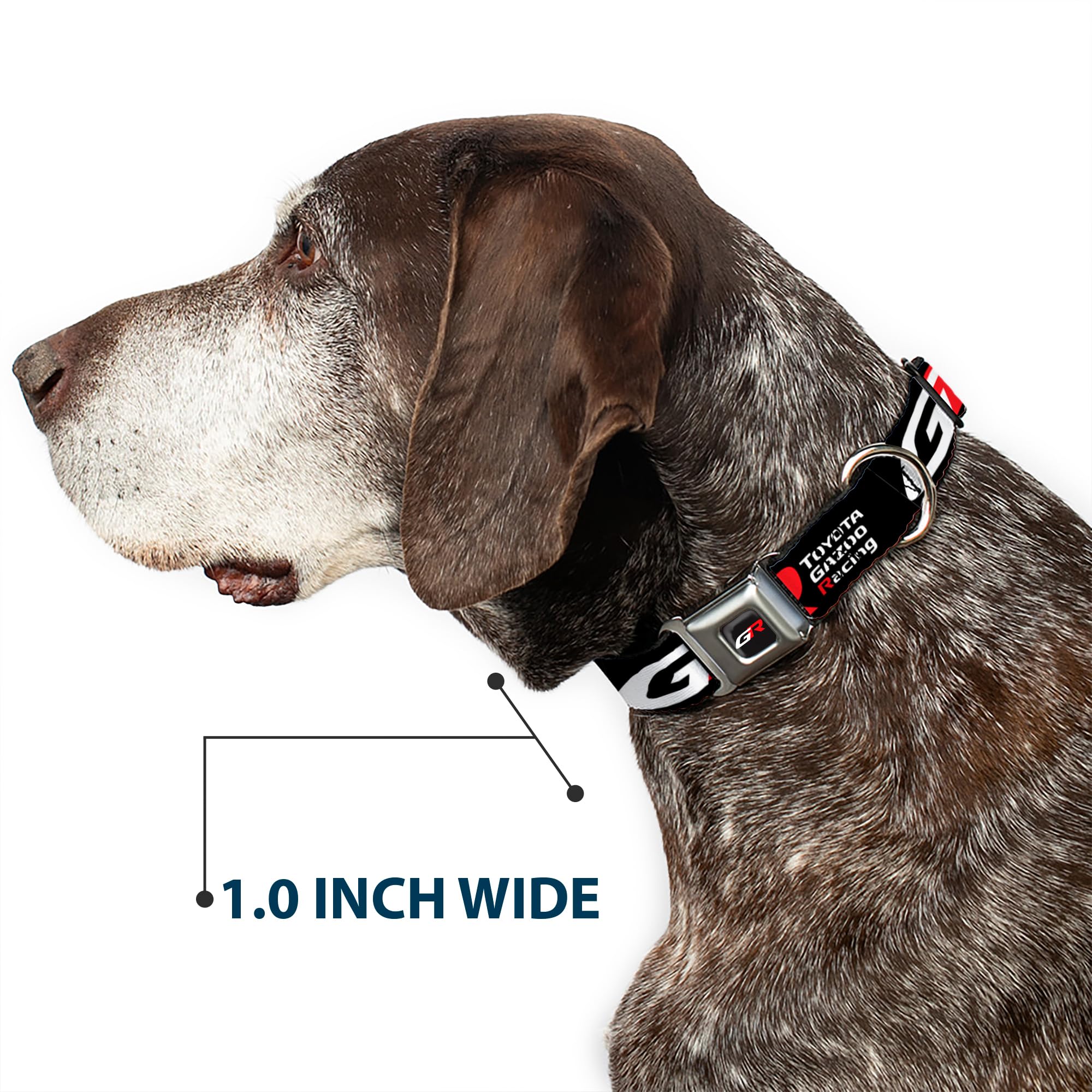 Toyota Pet Collar, Dog Collar Metal Seatbelt Buckle, Toyota Gazoo Racing GR Logo and Text Black White Red, 15 to 24 Inches 1.0 Inch Wide - Image 7
