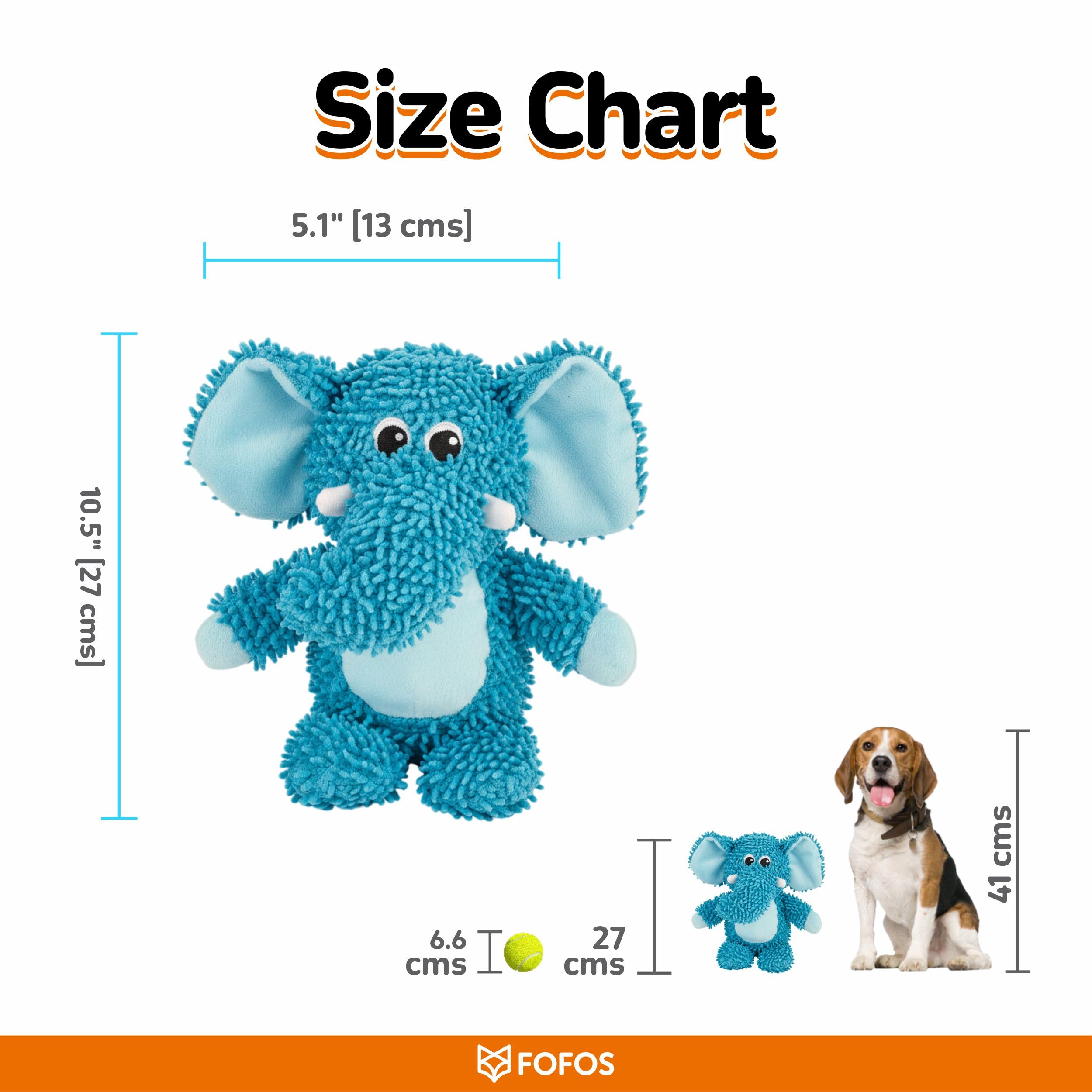 BarkButler x FOFOS Tough Elephant Plush Dog Toy - Soft & Squeaky Toys for Dogs, Dog Toys for Medium Dogs (5-20kgs) - Blue - Image 7