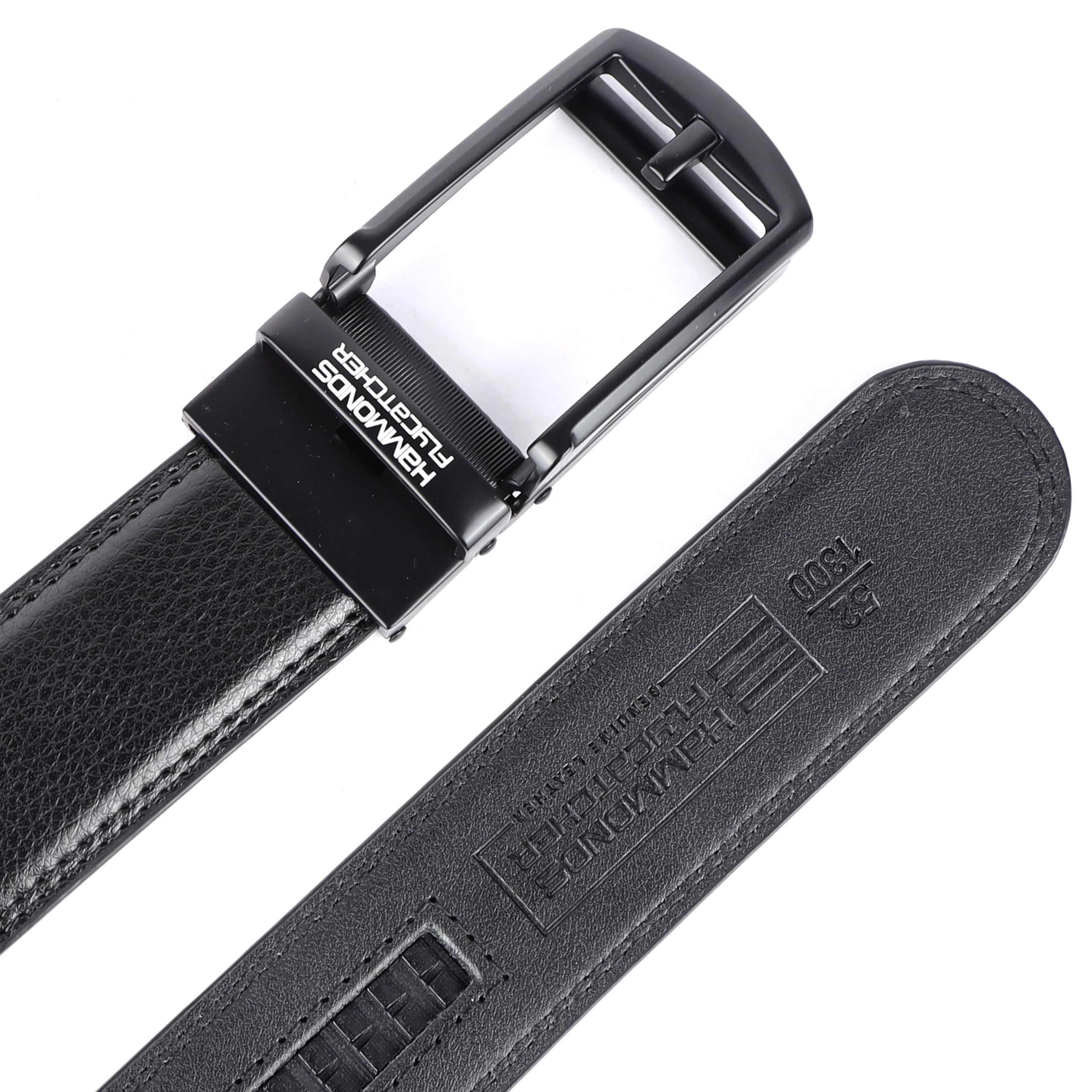 HAMMONDS FLYCATCHER Genuine Leather Belt for Men - Perfect for Formal and Casual Wear - Majestic Black - Adjustable Waistband up to 46 Inches - Autolock Belt for Formal and Casual Wear