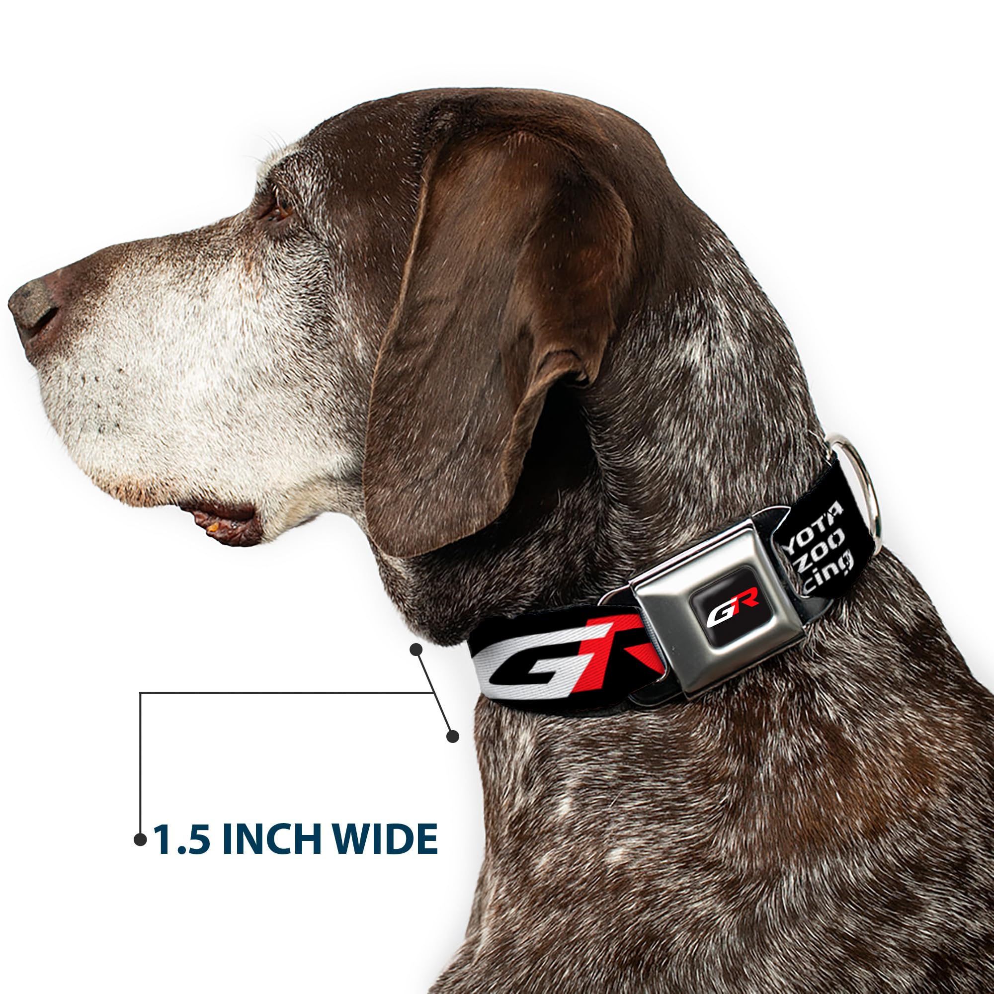 Toyota Pet Collar, Dog Collar Metal Seatbelt Buckle, Toyota Gazoo Racing GR Logo and Text Black White Red, 15 to 24 Inches 1.0 Inch Wide - Image 8