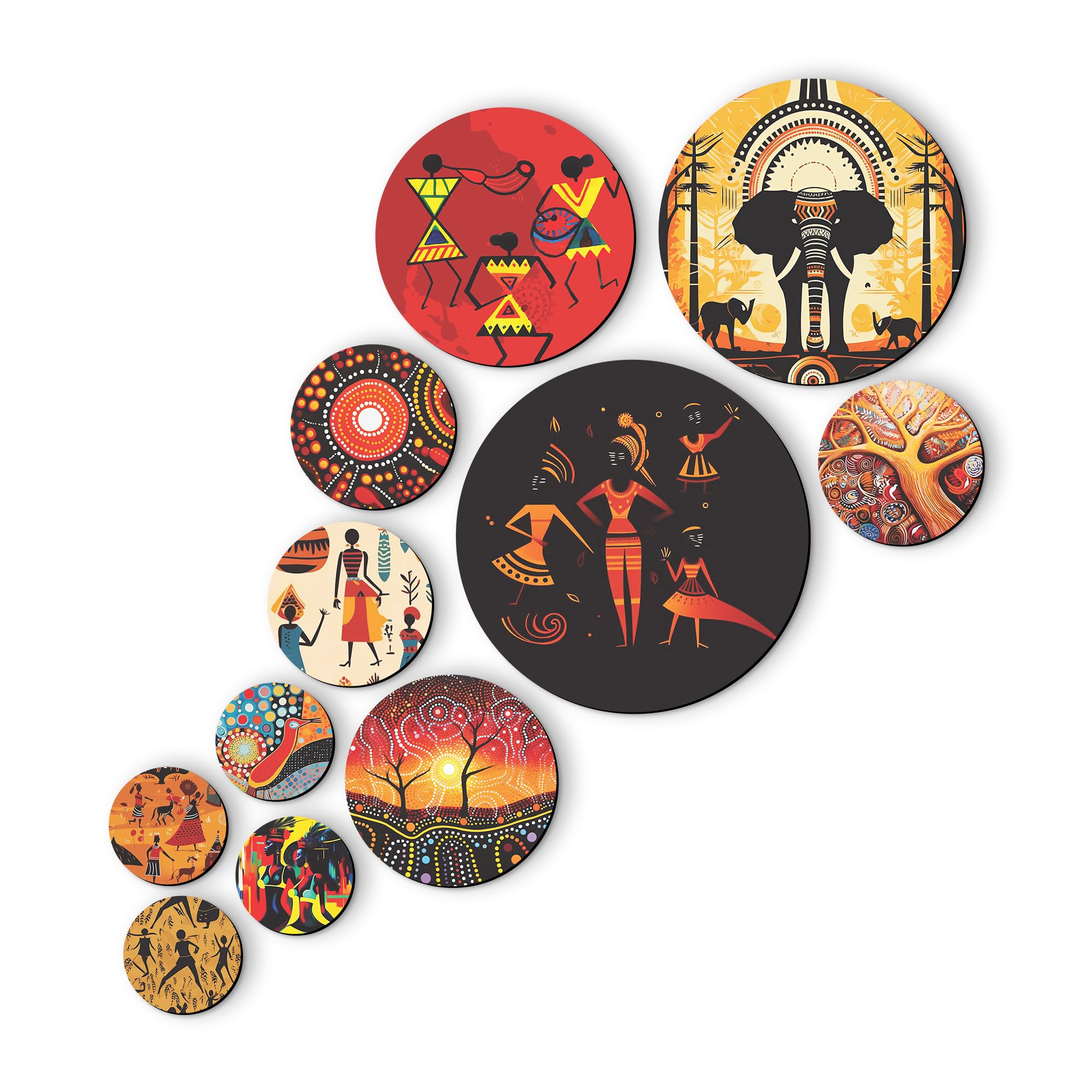 Rousrie Wooden Wall Hanging For Home Décor, Set of 11, Living Room, Bedroom, Office Decoration (Rajasthani) - Image 2