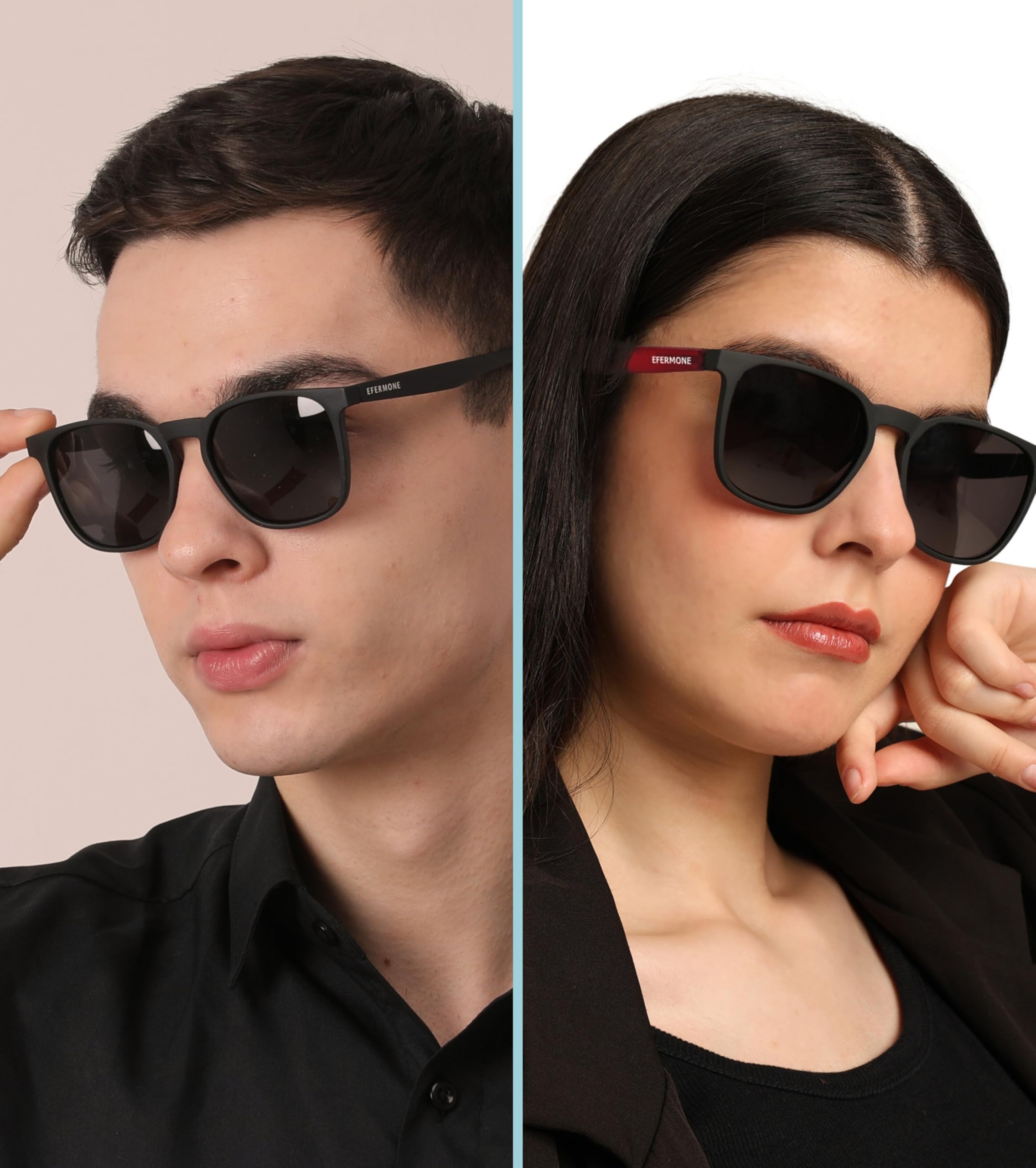 EFERMONE® Combo Pack of 2 Polarised Sunglasses Men Women Stylish with Lens Cleaner | TAC UV400 Protection Lens | Unisex (Medium) (2 Sunglasses with Hard Cases and Lens Cleaner) (COMBO 2) - Image 8
