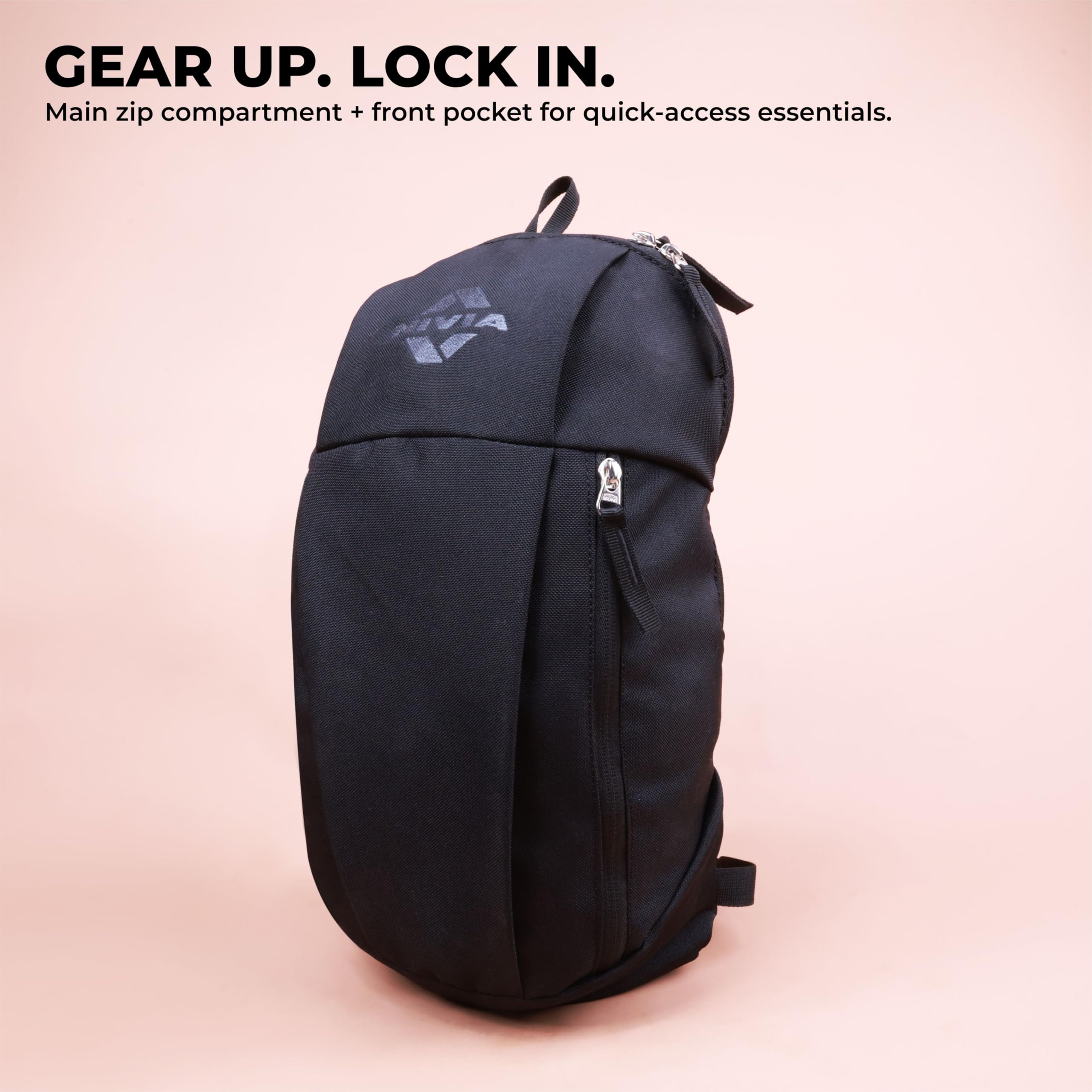 Nivia Pulse Junior 2.0 Backpack For Men & Women, Water-Resistant Sports Backpack, Lightweight, Durable 600D Polyester, Double-Zip Main Compartment & Secure Front Pocket, Capacity-10 Litres (Black) - Image 4