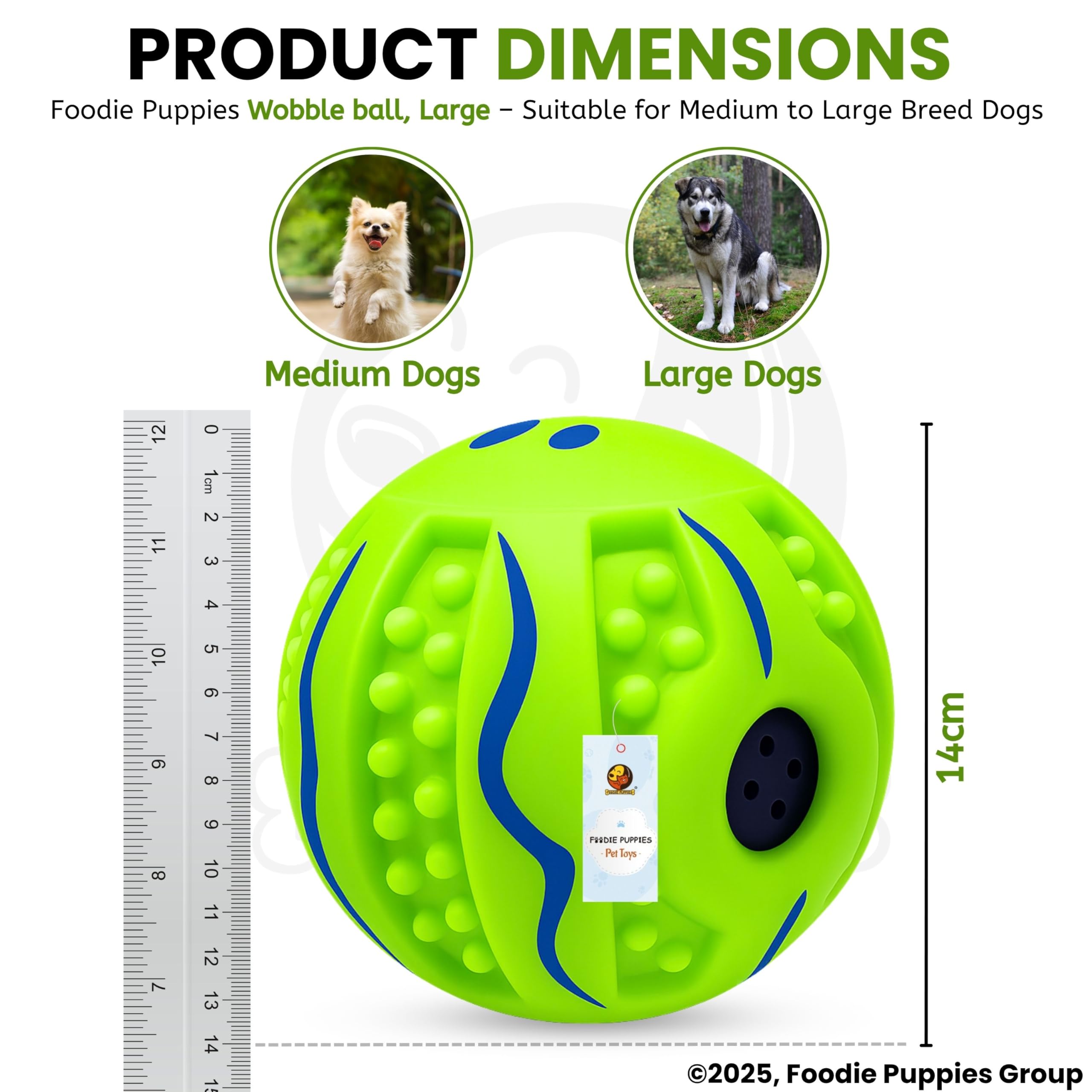 Foodie Puppies Interactive Hard Squeaky Ball for Dogs - (Wobble Ball, Large) | Suitable for Large Breeds | IQ Teething Toy with Random Bumps | Helps Keep Dogs Happy, Healthy, Fit and Safe (SIZE: 14cm) - Image 3