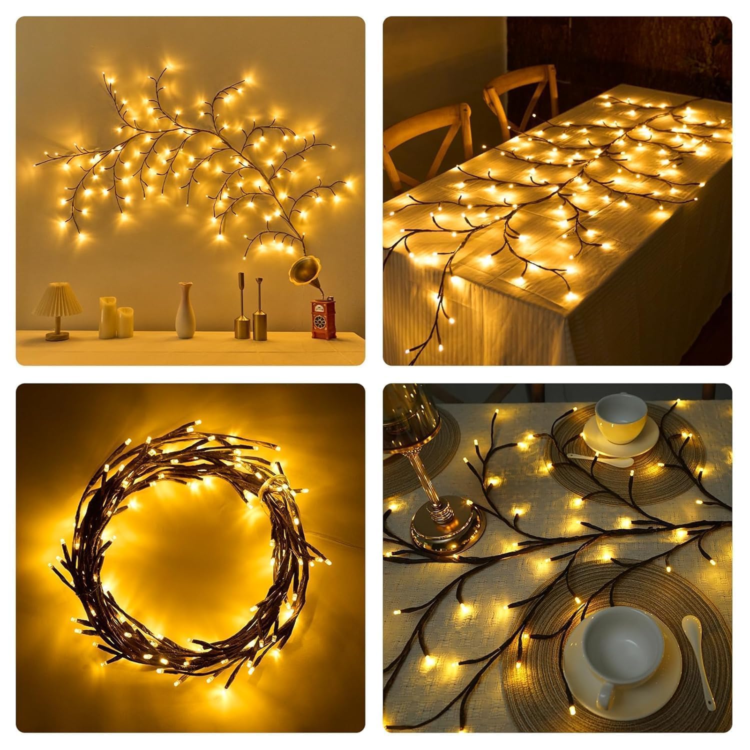 Enchanted Willow Vine Lights for Home Decor,5.5Ft LED Vine String Lights with Remote Control & USB Powered,Artificial Willow Vine Wall Hanging Lights with 10 Clips for Bedroom,Living Room & Decoration - Image 7