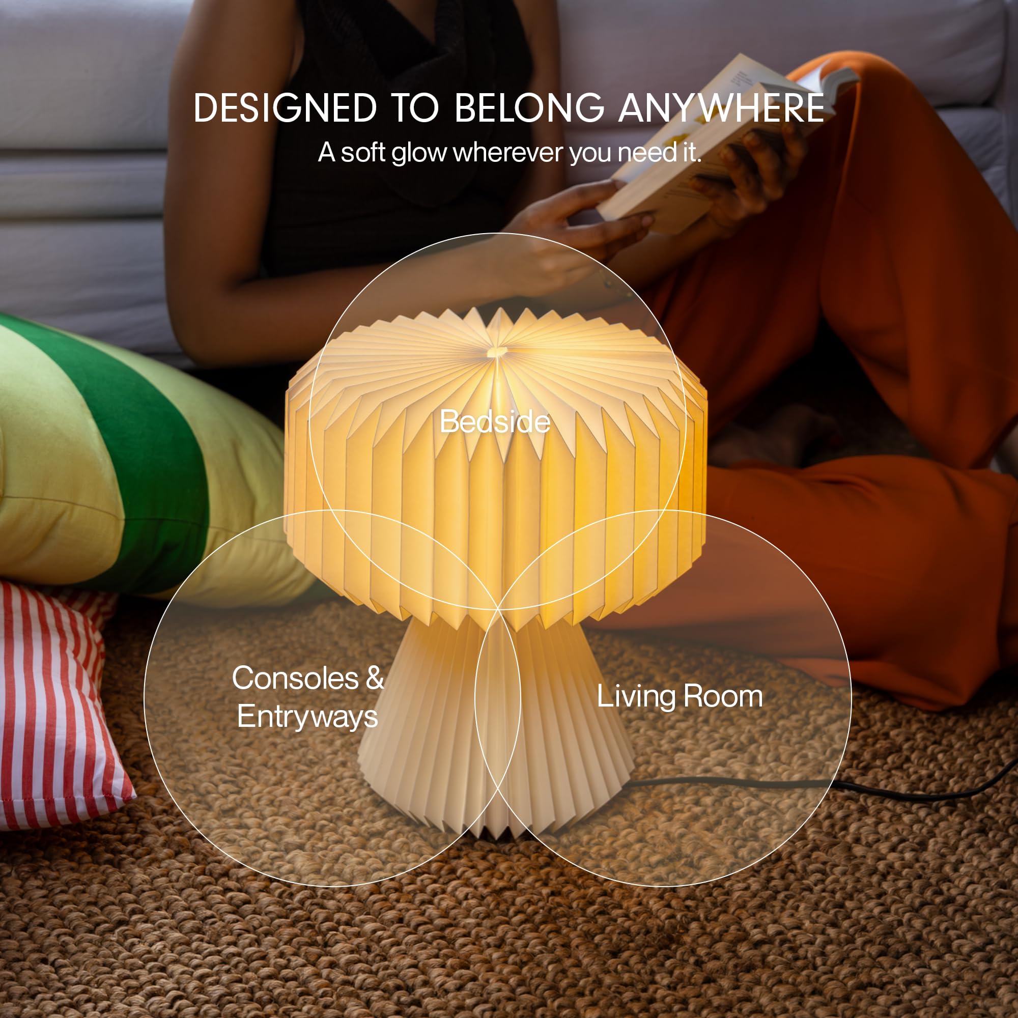 FIG Living Ori Table Lamp for Living Room Decoration, Bedroom, Study and Gifting | 32 cm Tall Origami Design Lampshade | Premium Laminated Paper - Dust and Water Resisant | Ambient Night Lamp - Image 3