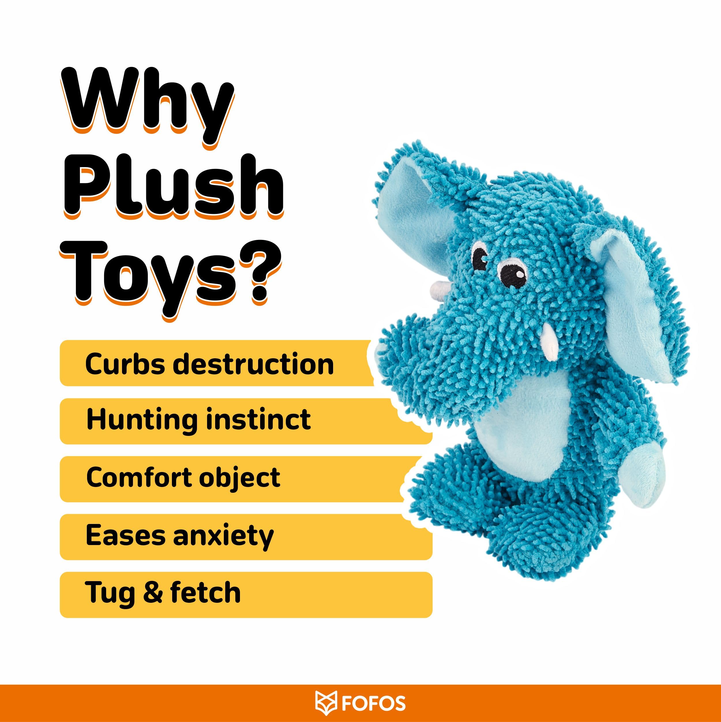 BarkButler x FOFOS Tough Elephant Plush Dog Toy - Soft & Squeaky Toys for Dogs, Dog Toys for Medium Dogs (5-20kgs) - Blue - Image 6