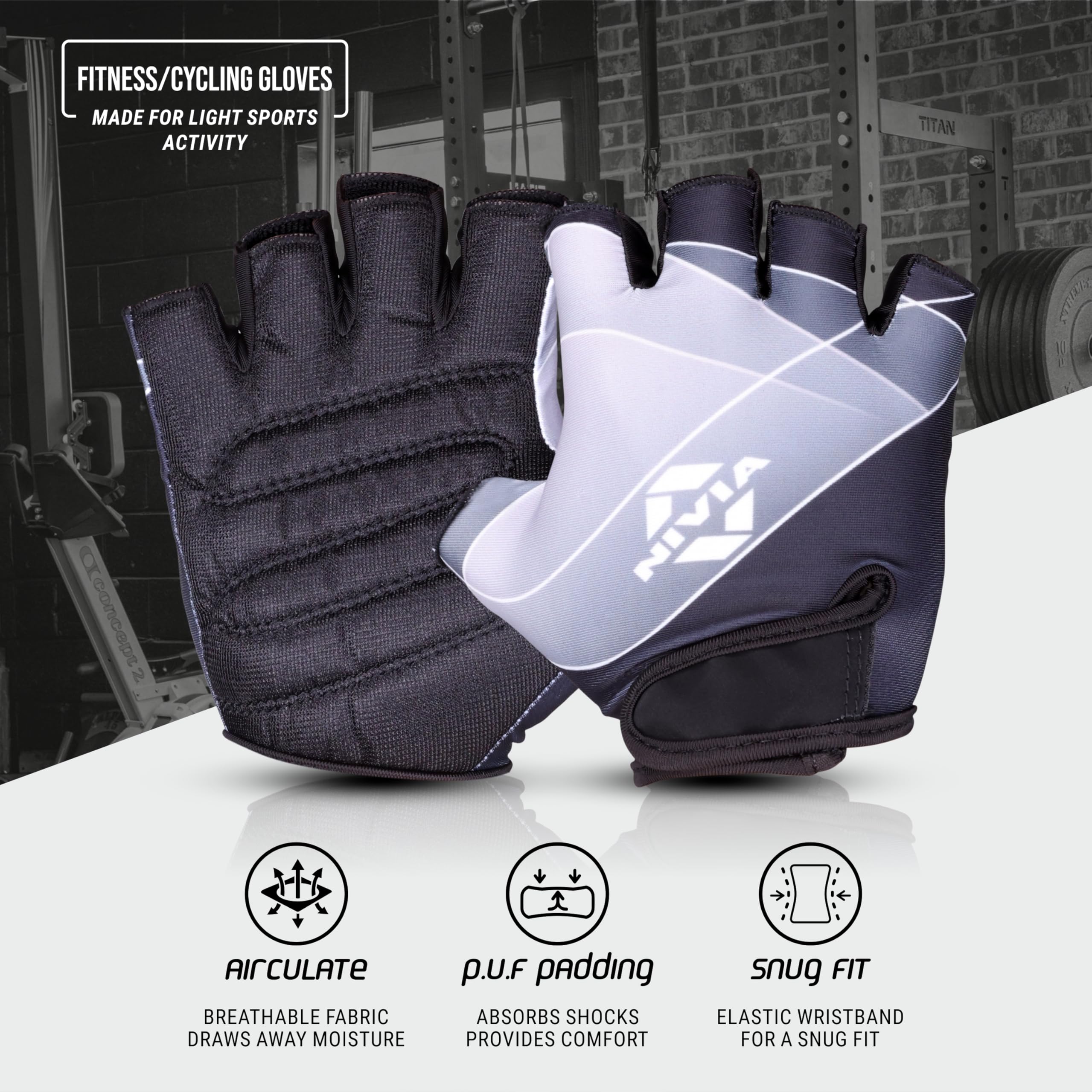 Nivia Crystal 2.0 Gym Gloves for Men & Women, Dotted Padded Palm with Breathable Fabric & Stretch Gussets Between Fingers, Ideal for Cycling, Crossfit, Weightlifting & Fitness Workouts (Black, L) - Image 4